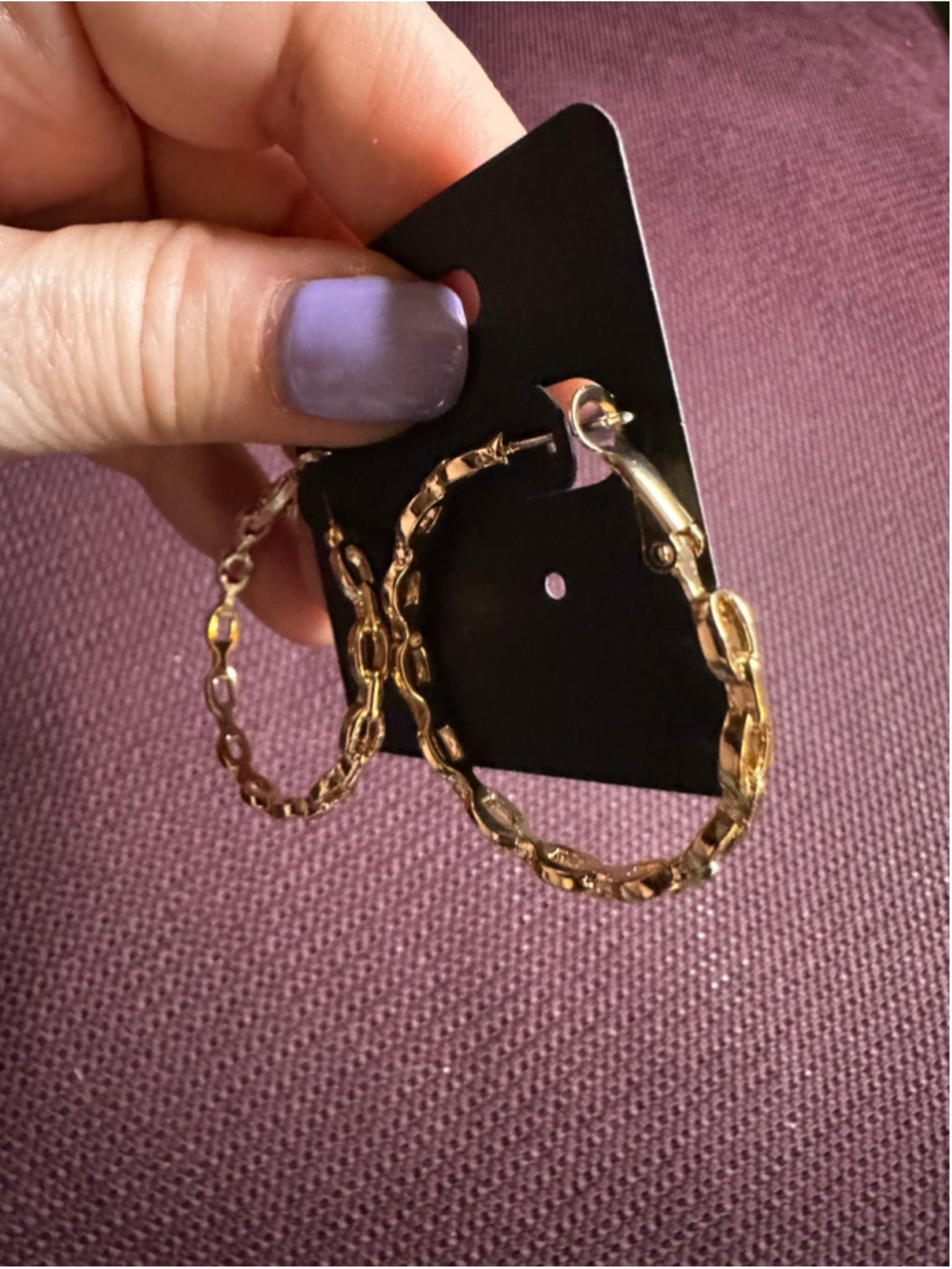 Gold Tone Chain Link Hoop Earrings